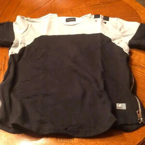 Tackma Black Gray Short Sleeves Sweat Shirt